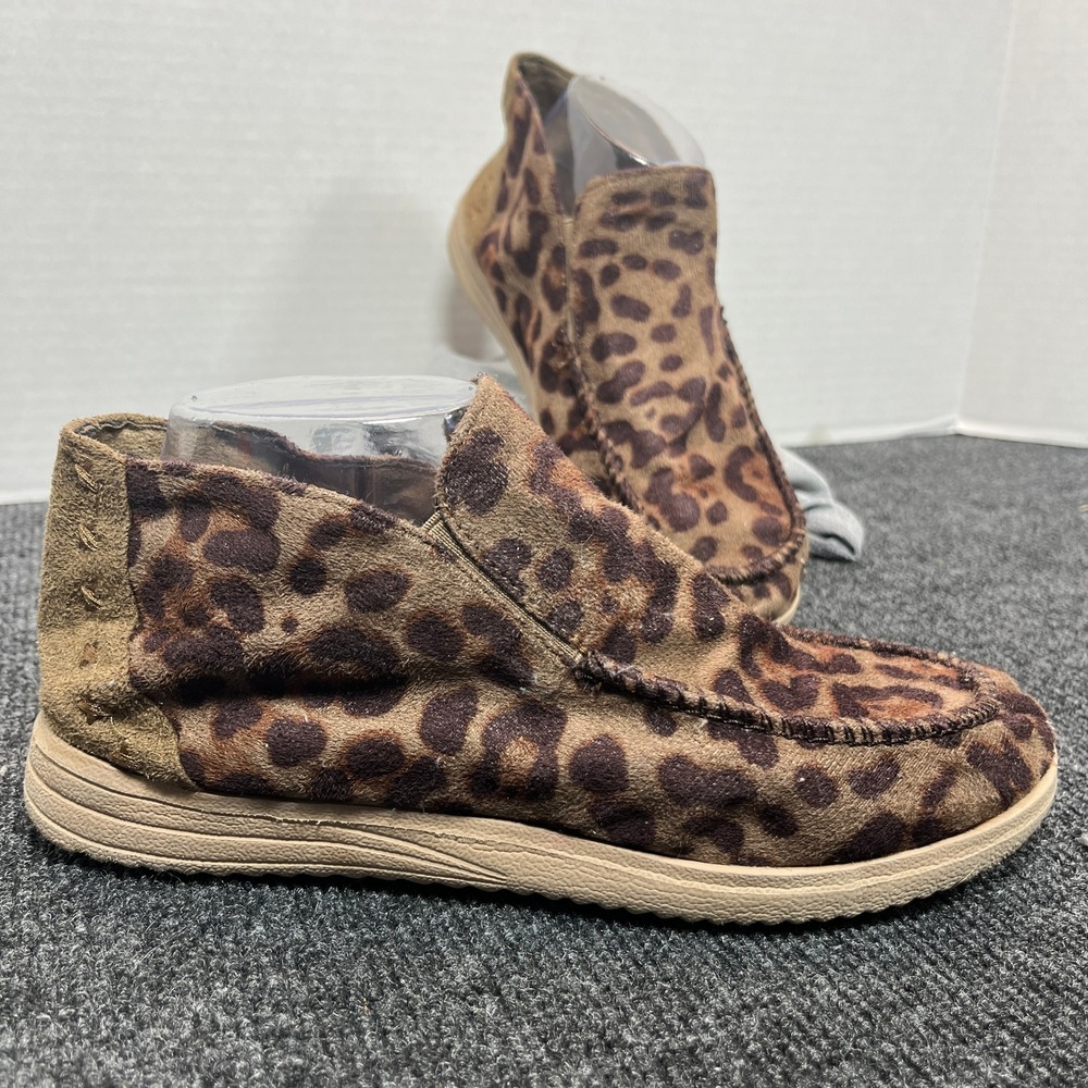 Outwoods Leopard Moccasin Loafers Women 8 Brown Animal Print Boho Slip On Cozy